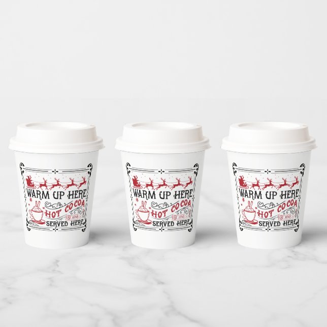 cocoa warm Christmas word art  Paper Cups (Multi)
