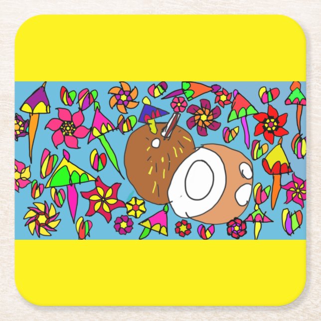 Cocoanut  Tropical Sorbet Air Freshener Square Paper Coaster (Front)