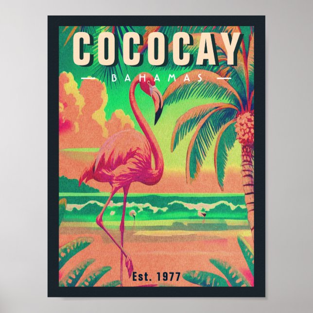 CocoCay Bahamas Retro Flamingo Souvenir 1950s Poster (Front)