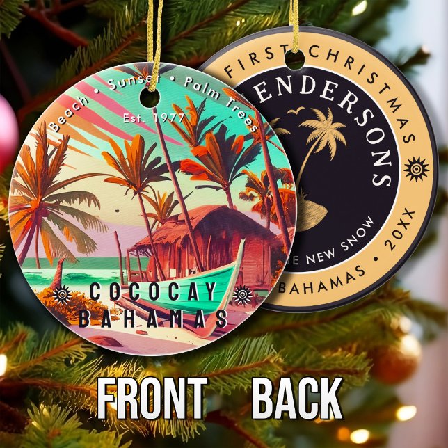 CocoCay Bahamas Retro Travel Souvenir 1950s Ceramic Ornament (Creator Uploaded)