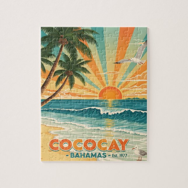 Cococay Bahamas Vintage Travel Jigsaw Puzzle (Vertical)