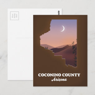 Coconino County Arizona Map. Postcard