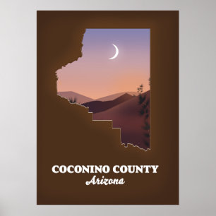 Coconino County Arizona Map. Poster