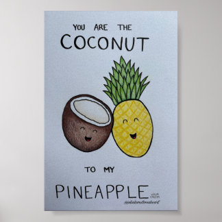 Coconut and Pineapple | Cute Couple Art Print