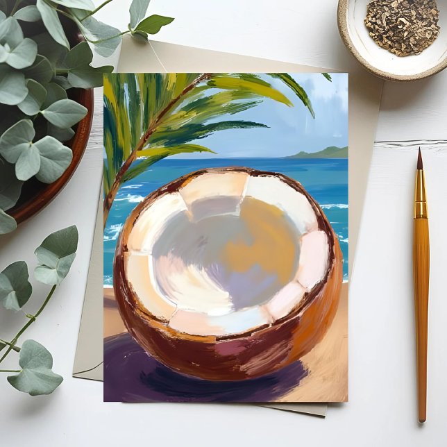 Coconut Beach Tropical Watercolor Postcard (Creator Uploaded)