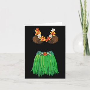 Coconut Bra Grass Skirts Lei Flowers Summer Party Card
