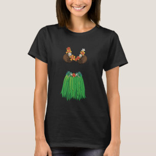 Coconut Bra Grass Skirts Lei Flowers Summer Party T-Shirt