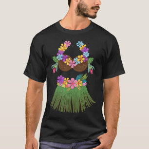 Coconut Bra Lei Flowers Gr Skirt Hula Party Hallow T-Shirt