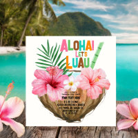 Coconut Cocktail Luau Shower Tropical Hawaiian