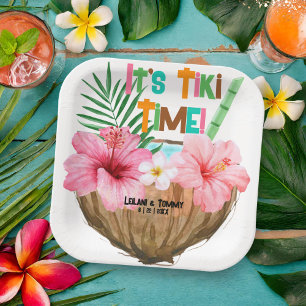 Coconut Cocktail Tropical Tiki Party Paper Plate