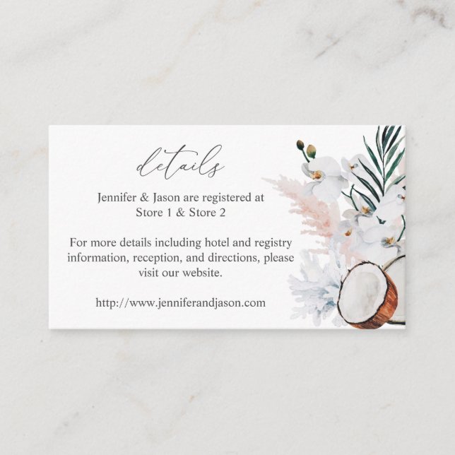 Coconut Coral & White Floral Details SM Enclosure Card (Front)