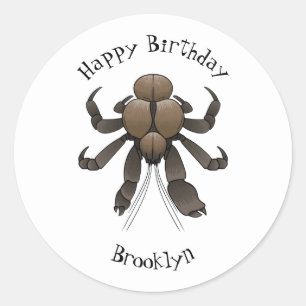 Coconut crab cartoon illustration classic round sticker