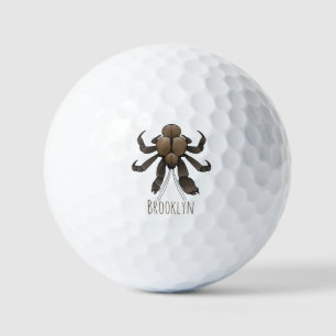 Coconut crab cartoon illustration golf balls