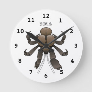 Coconut crab cartoon illustration round clock