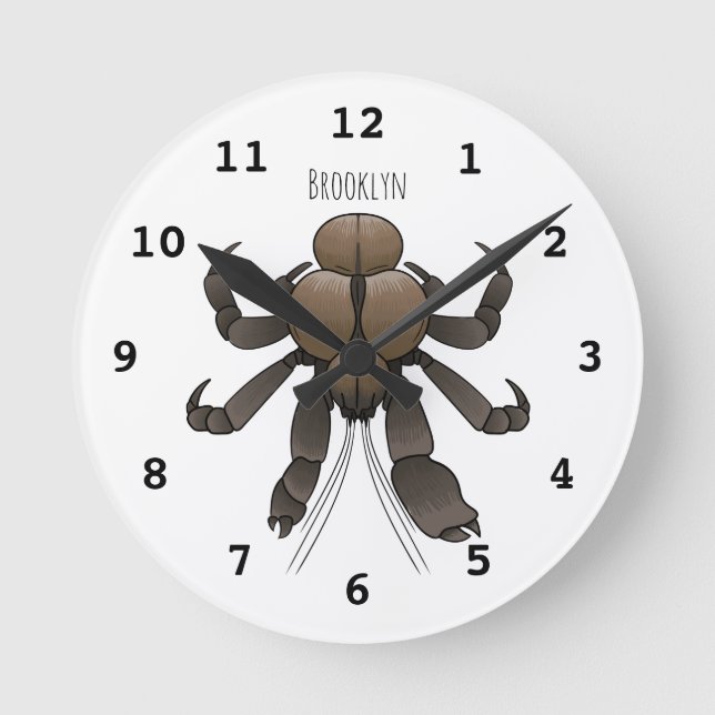 Coconut crab cartoon illustration round clock (Front)