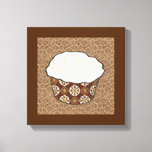 Coconut Cupcake, Japanese Swirl Background Canvas Print