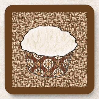 Coconut Cupcake, Japanese Swirl Background Coaster