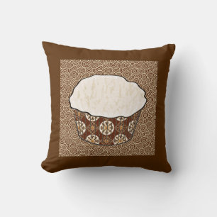 Coconut Cupcake, Japanese Swirl Background Cushion