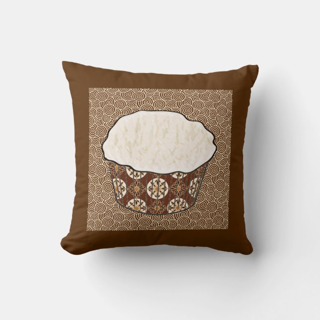 Coconut Cupcake, Japanese Swirl Background Cushion (Front)