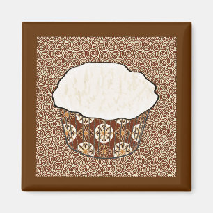 Coconut Cupcake, Japanese Swirl Background Magnet