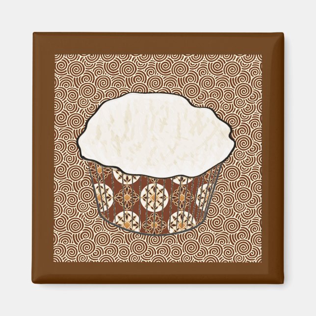 Coconut Cupcake, Japanese Swirl Background Magnet (Front)