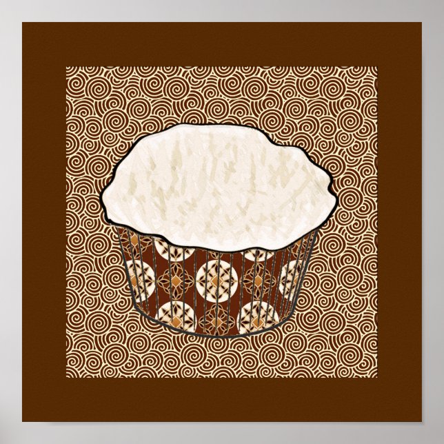 Coconut Cupcake, Japanese Swirl Background Poster (Front)