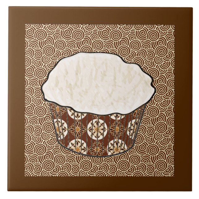 Coconut Cupcake, Japanese Swirl Background Tile (Front)