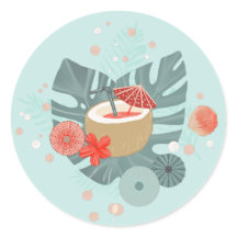 Coconut Drink and Beach Greenery