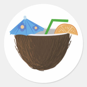 Coconut Drink Classic Round Sticker