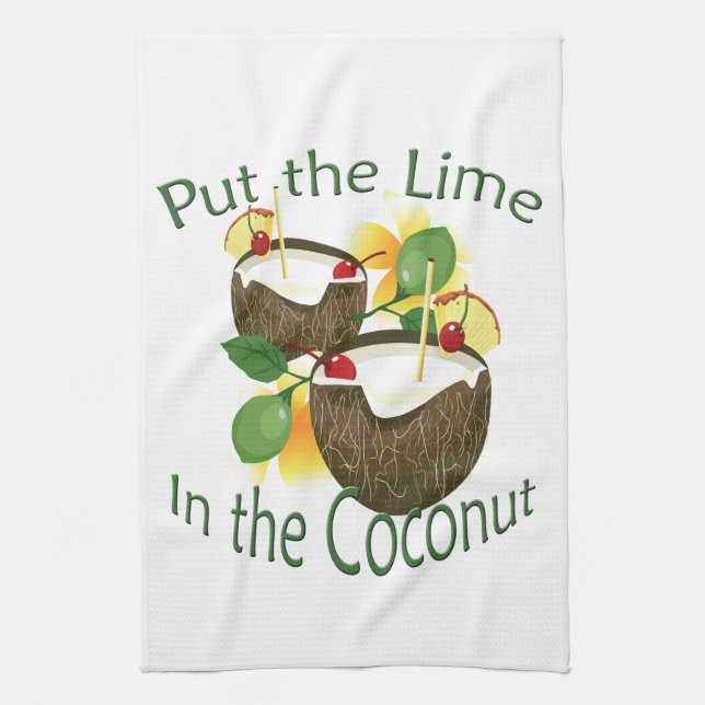 Coconut Drink Tiki Bar Towel (Vertical)