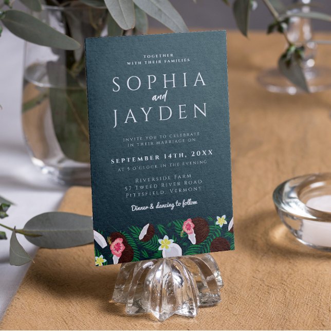 Coconut Emerald Green Modern Minimal Chic Wedding Invitation (Creator Uploaded)