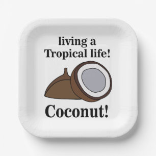 Coconut Fruit Tropical Summer Party Paper Plate