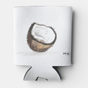 Coconut fruit watercolor tropical watercolor vegan can cooler