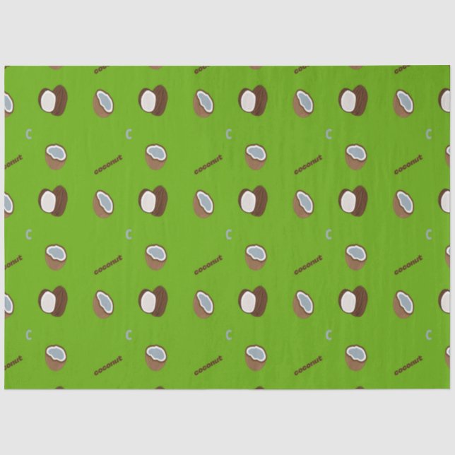 Coconut Letter C Pattern Green | Tropical Alphabet Tissue Paper (Front)