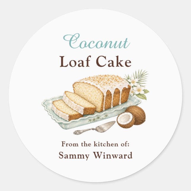 Coconut Loaf Cake Gift Label (Front)