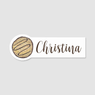 Coconut Macaroon Cookie Pastry Chef Jewish Bakery Name Tag