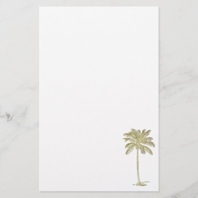 Coconut Palm Tree Illustration Tropical Beach Stationery (Front)