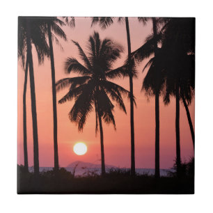 Coconut Palm Tree Landscape Ceramic Tile