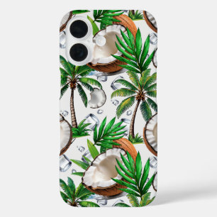 Coconut Palm Tree Tropical Pattern Design iPhone 16 Case
