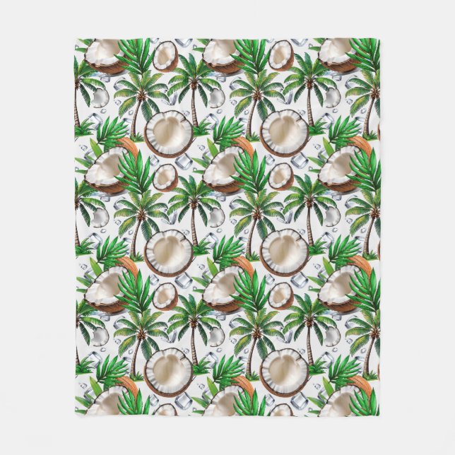 Coconut Palm Tree Tropical Pattern Design  Fleece Blanket (Front)