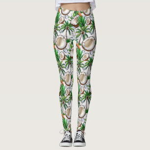 Coconut Palm Tree Tropical Pattern Design Leggings