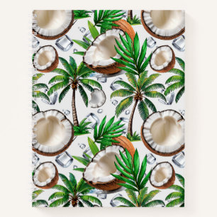 Coconut Palm Tree Tropical Pattern Design Notebook