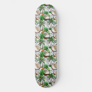 Coconut Palm Tree Tropical Pattern Design Skateboard