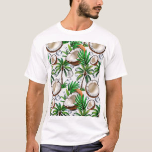 Coconut Palm Tree Tropical Pattern Design  T-Shirt