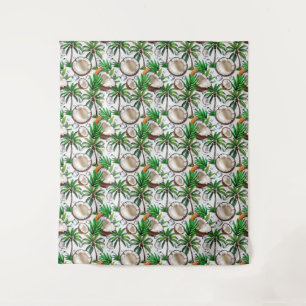 Coconut Palm Tree Tropical Pattern Design Tapestry
