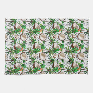 Coconut Palm Tree Tropical Pattern Design Tea Towel