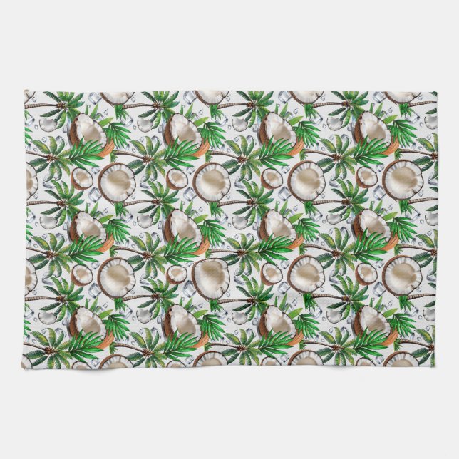 Coconut Palm Tree Tropical Pattern Design  Tea Towel (Horizontal)