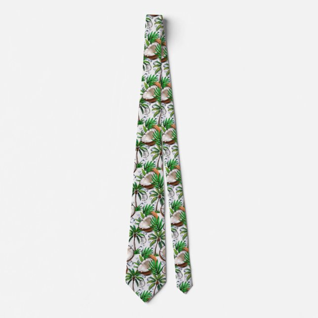 Coconut Palm Tree Tropical Pattern Design  Tie (Front)