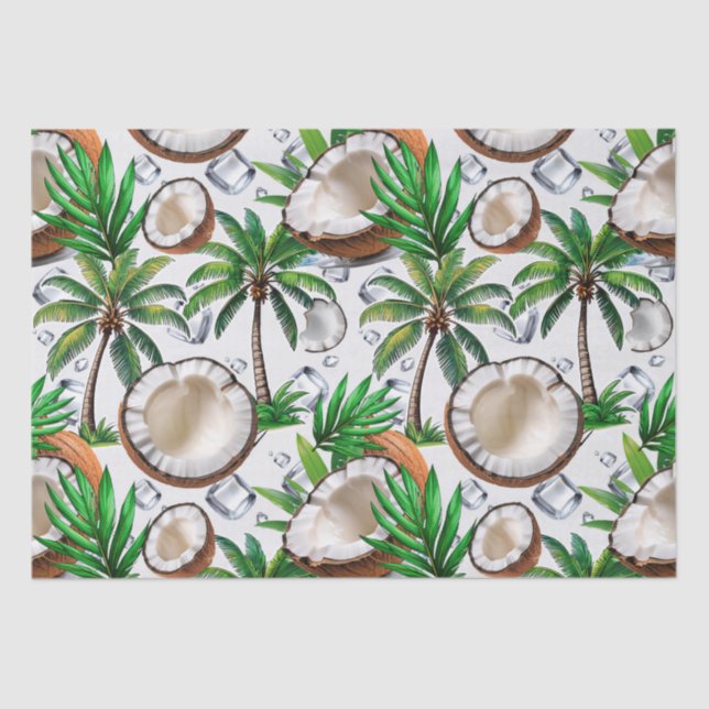 Coconut Palm Tree Tropical Pattern Design  Tissue Paper (Front)