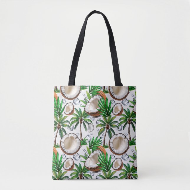 Coconut Palm Tree Tropical Pattern Design  Tote Bag (Front)